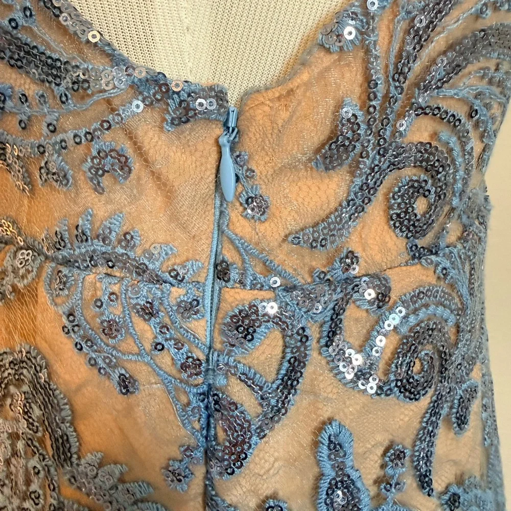 Free People Night Shimmers mini dress blue